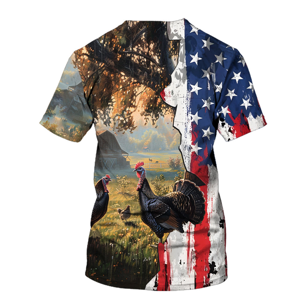 Realistic Patriotic Turkey Peaceful All Over Print Shirt