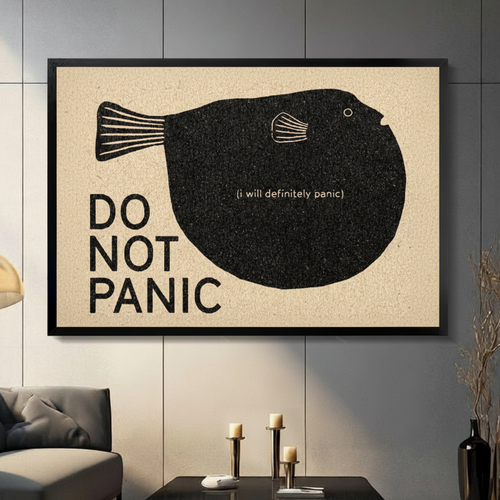 Do Not Panic Funny Puffer Fish Wall Art Print