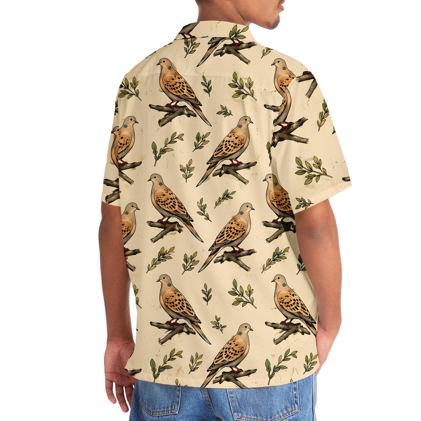 Vintage Wild Dove Pattern Hawaiian Shirt
