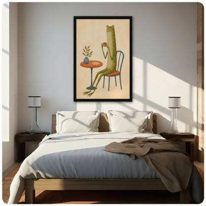 Chill Frog Coffee Retro Vintage Canvas Art Wall Art