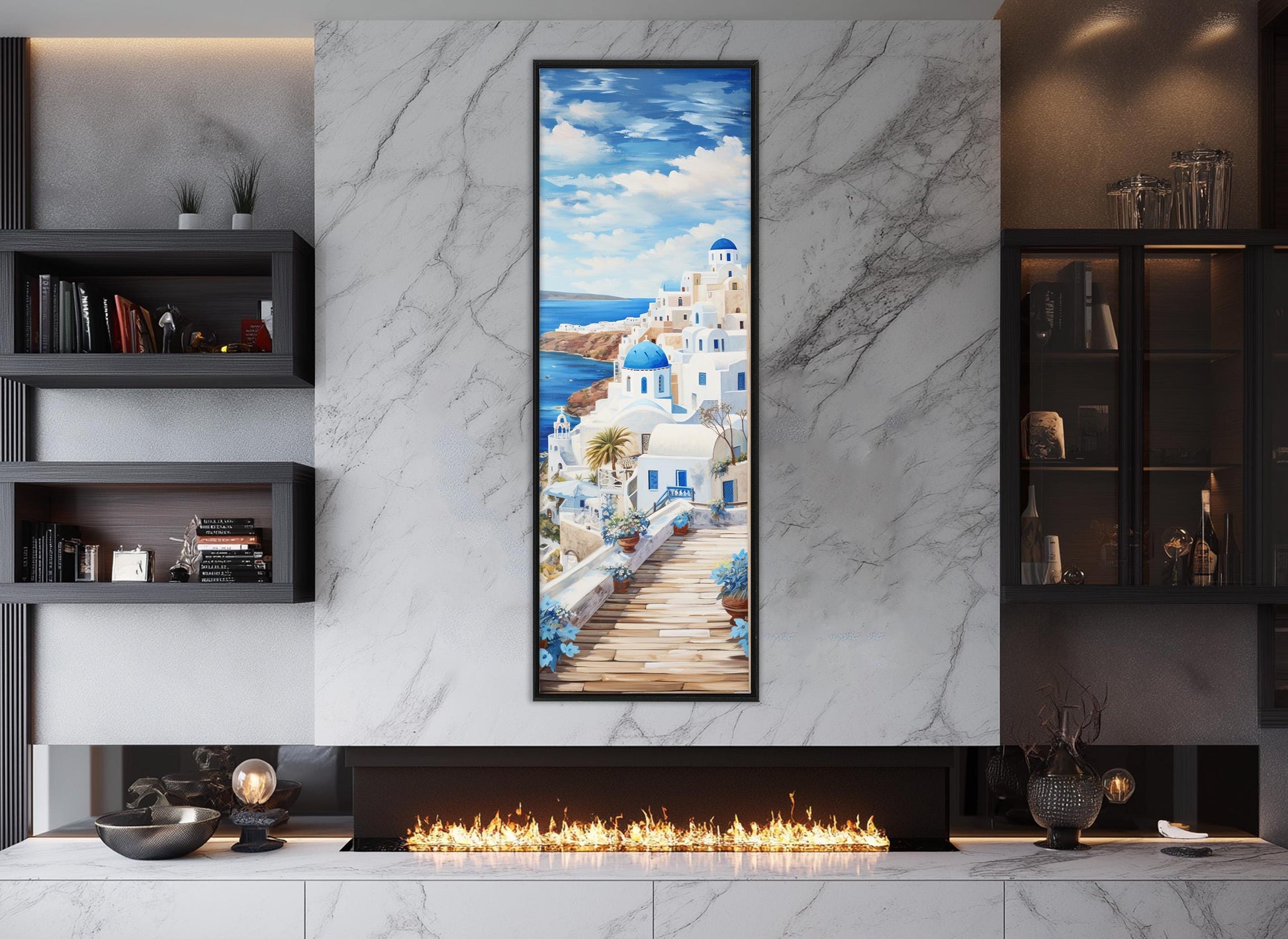 Santorini Canvas Print - Abstract Greece Wall Art | Framed & Ready to Hang