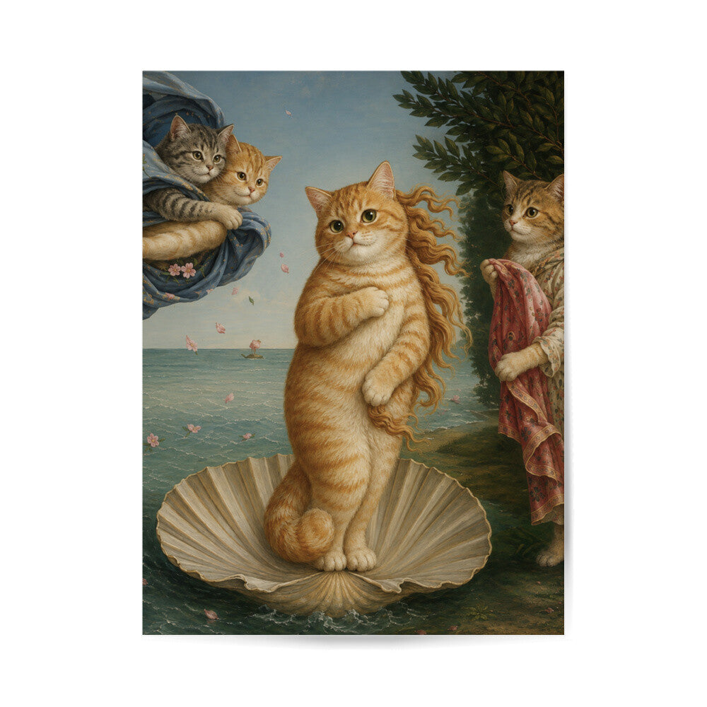 The Birth Of Venus Cat Poster 3:4 Unframed