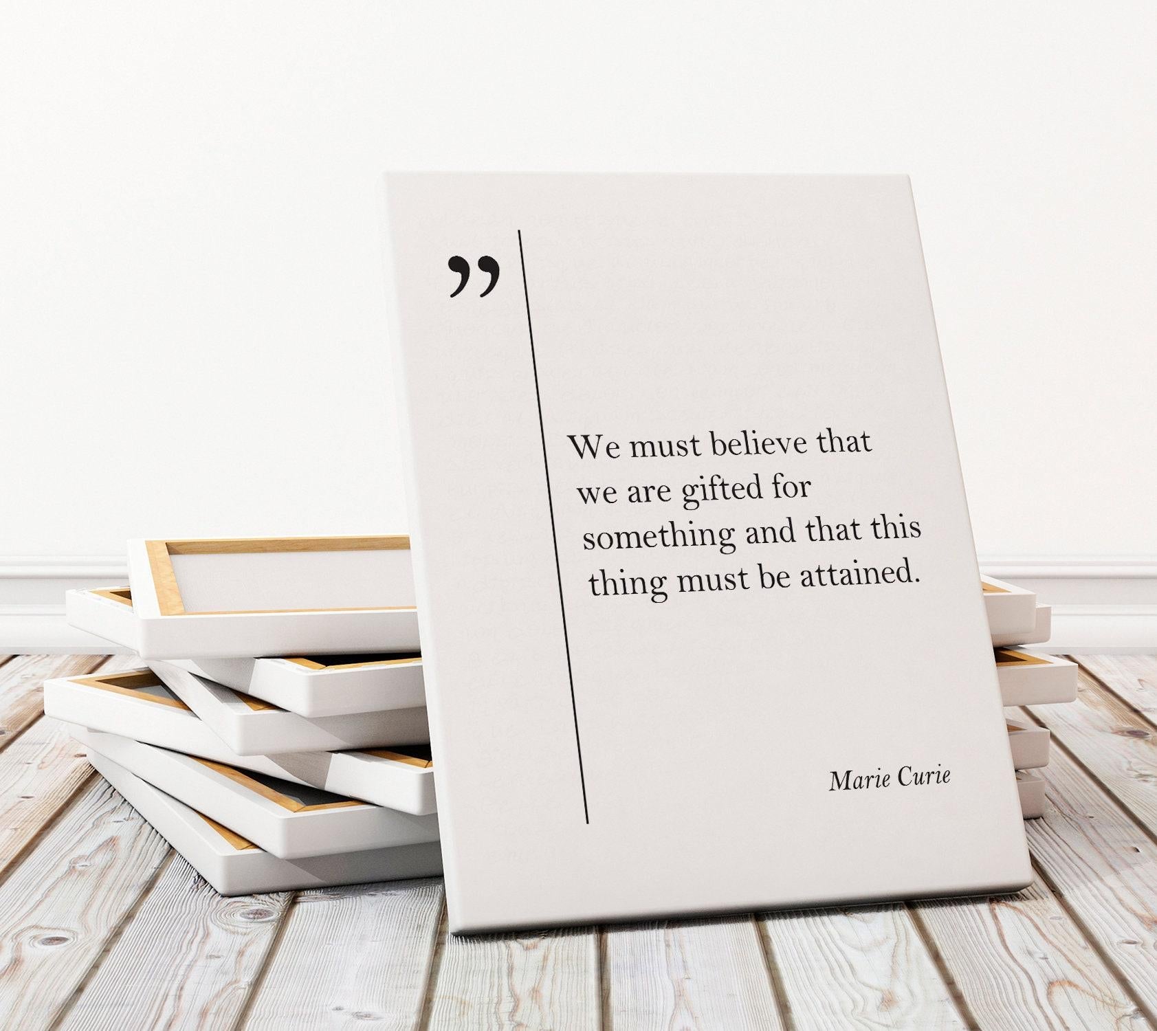 Marie Curie Quote Canvas | Framed Motivational Quote Print - Ready To Hang Wall Art