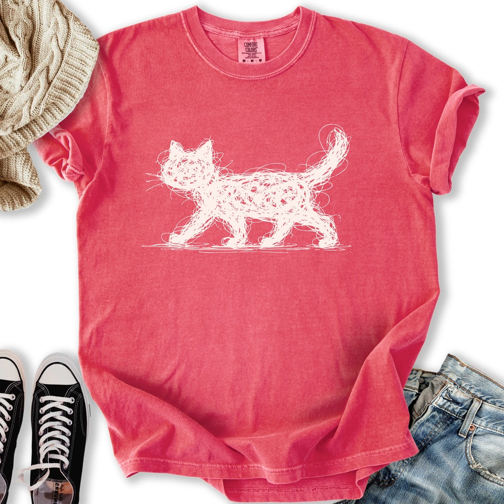 Scribbled Cat Relaxed Tee