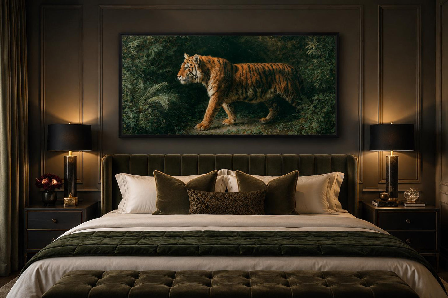 Bengal Tiger Canvas Print – Realistic Wildlife Wall Art for Living Room Decor
