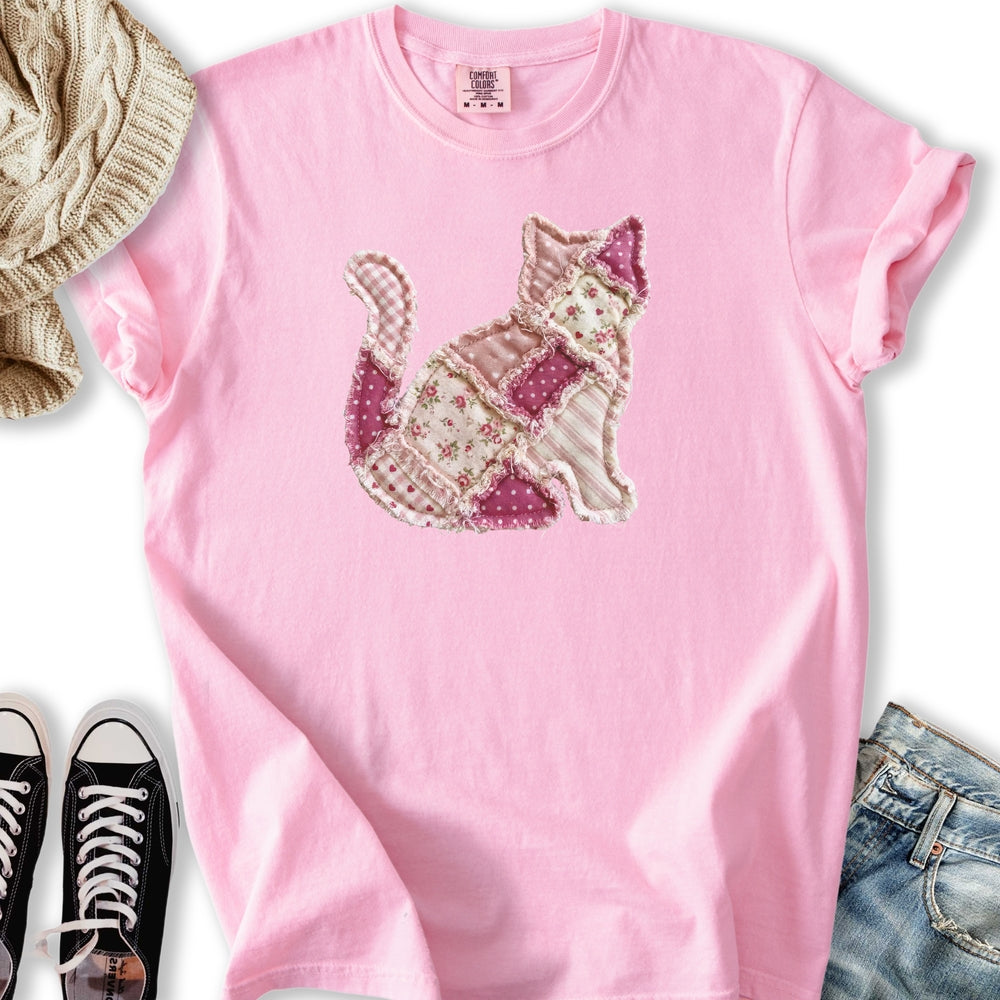 Faux Patchwork Cat Relaxed Tee