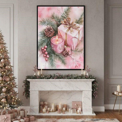 Festive Pine Gift Candle Radiance Canvas Wall Art