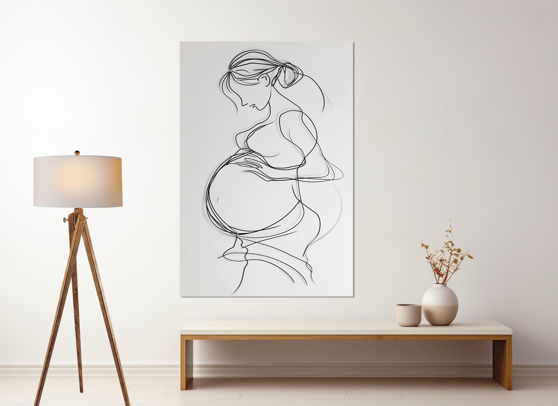 Pregnant Woman Canvas Print – Minimalist Maternity Wall Art | Ready to Hang Cotton Canvas