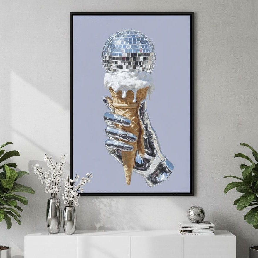 Chrome Hand Disco Ice Cream Dream Canvas Wall Art