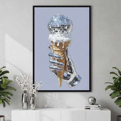 Chrome Hand Disco Ice Cream Dream Canvas Wall Art