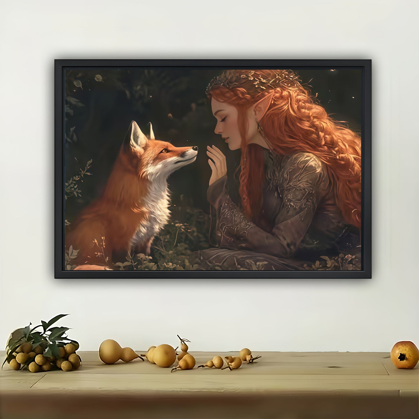 Elf and Fox Wall Art - Fantasy Woodland Enchantment Print