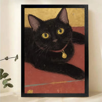 Black Cat with Golden Eyes Wall Art - Charming Portrait Print