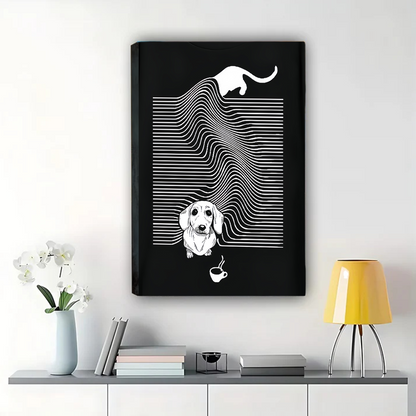 Dachshund Coffee Wave Art - Modern Graphic Print Canvas Wall Art