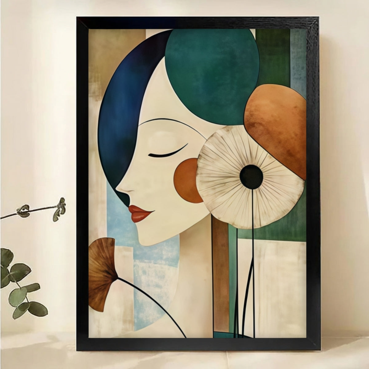 Art Nouveau Woman with Flowers Canvas Print - Modern Abstract Wall Art