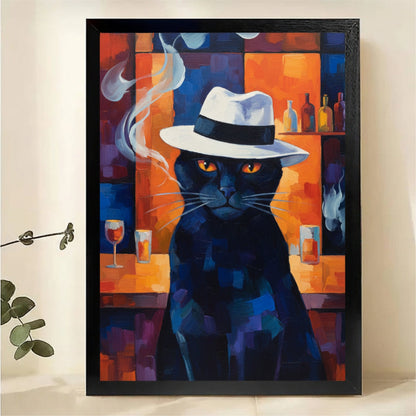 Cool Cat at Bar Wall Art - Bold Abstract Print