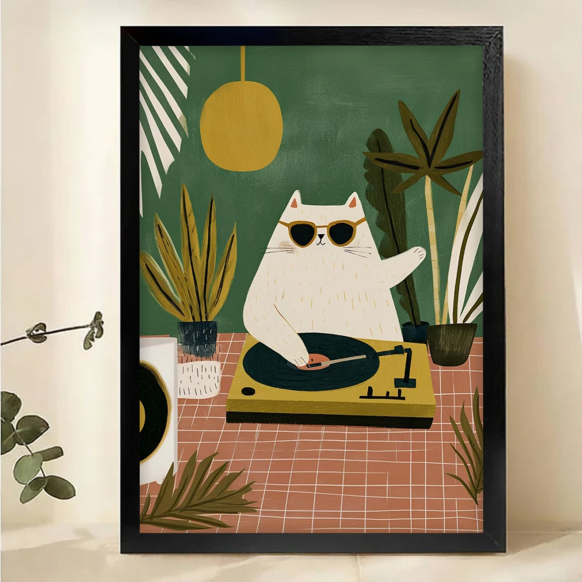 Cool Cat DJ Wall Art - Retro Music Canvas Print