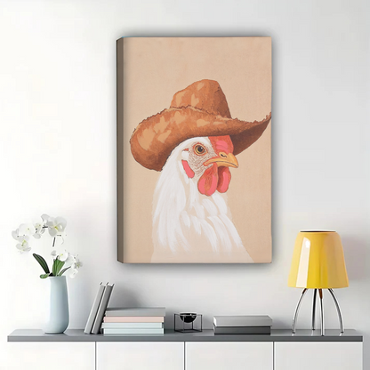 Rooster in Cowboy Hat Wall Art - Western Farmhouse Print