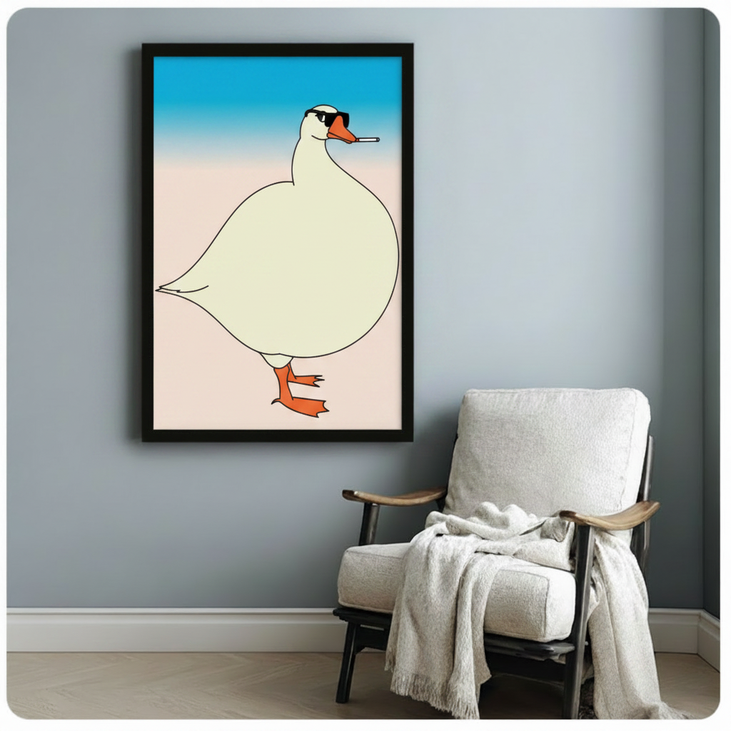 Cool Goose Canvas Wall Art – Funny Retro Decor