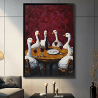 Silly Goose Wine Party Impasto Canvas Wall Art