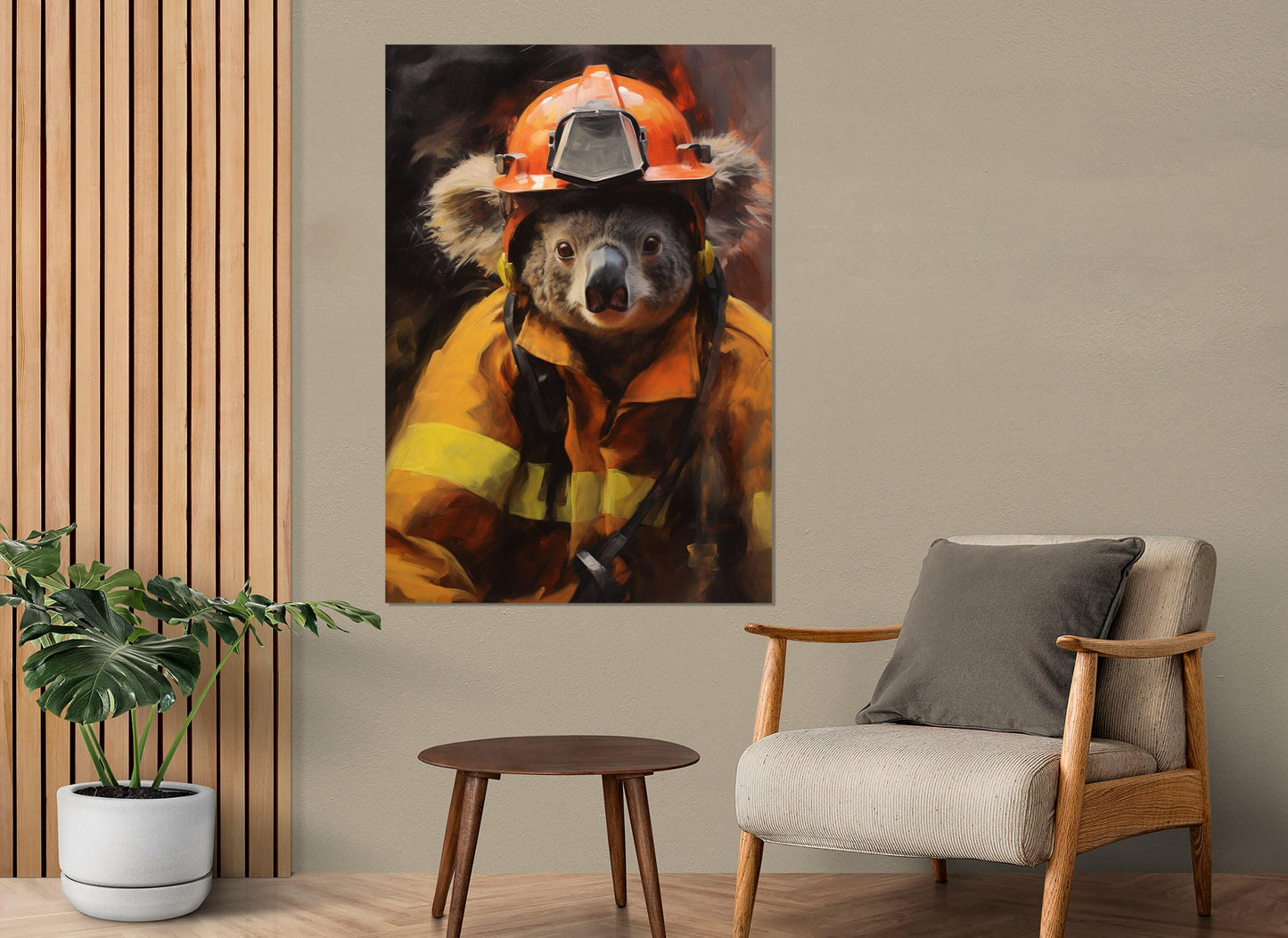 Firefighter Canvas Print – Abstract Koala Art | Unique Firefighter Gift, Ready to Hang