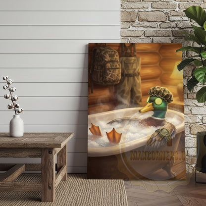 Duck Canvas Bubble Bath Spa Relaxation Humor Canvas Wall Art