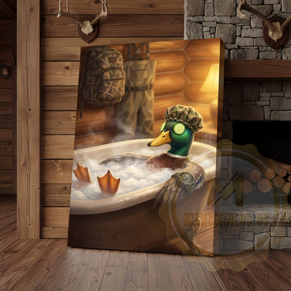 Duck Canvas Bubble Bath Spa Relaxation Humor Canvas Wall Art
