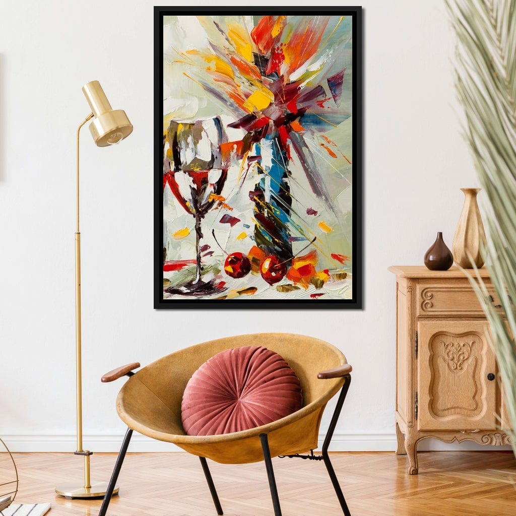 Wine & Flowers Canvas Wall Art