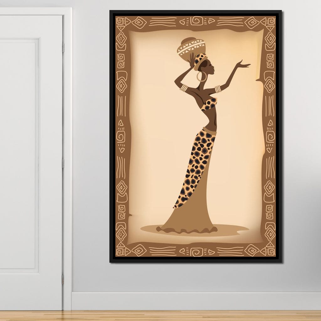 Traditional African Woman With Leopard Dress Canvas Wall Art