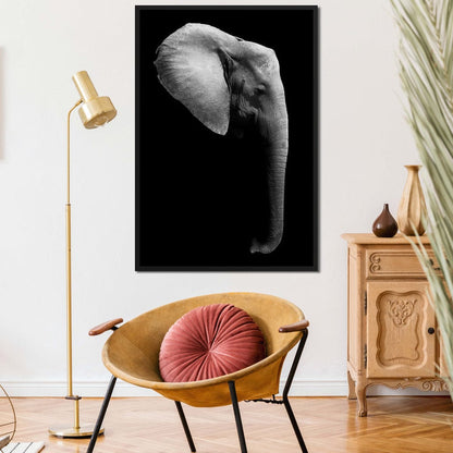 Black and White Elephant Head Canvas Wall Art