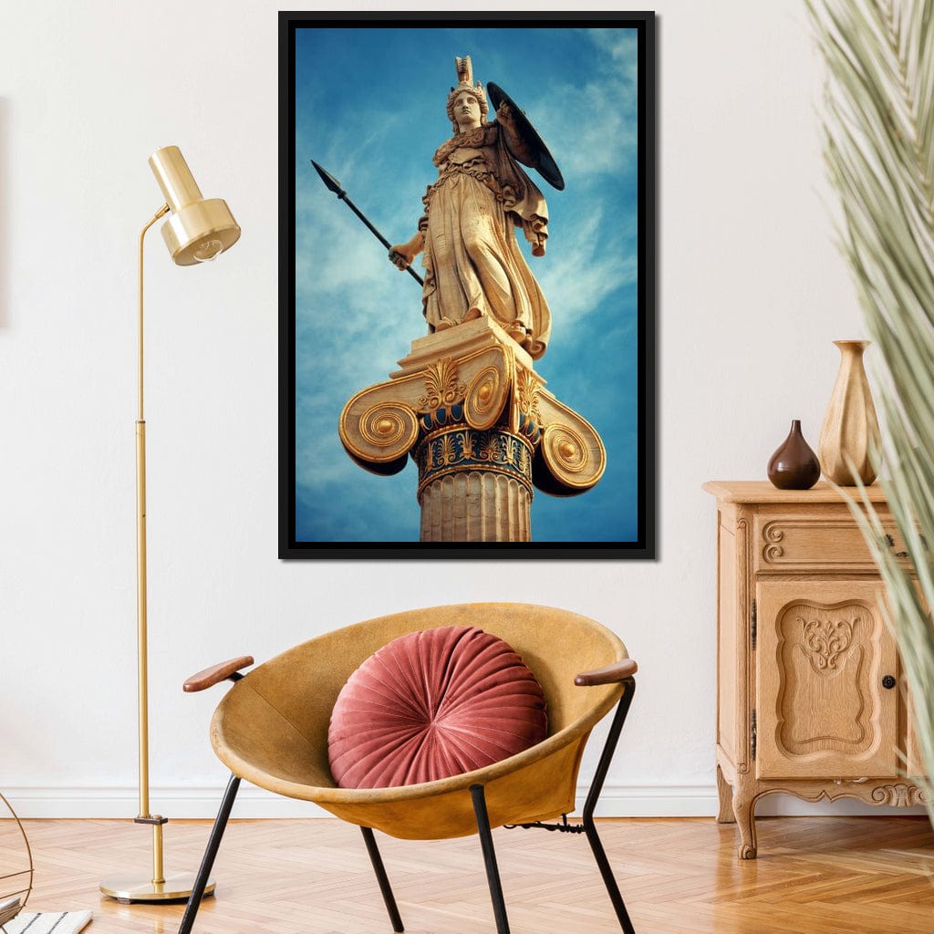 Athena Statue in Athens Canvas Wall Art