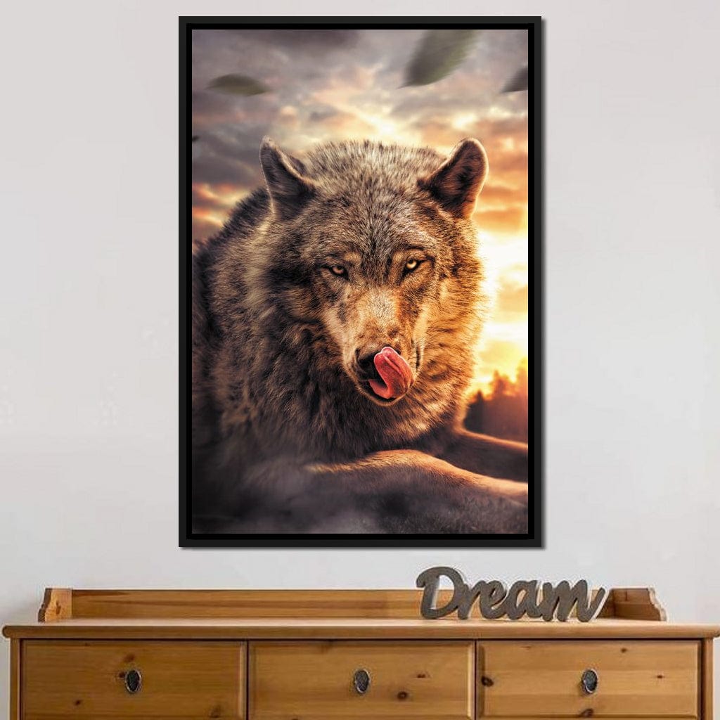 Wolf Sunset Canvas Wall Art