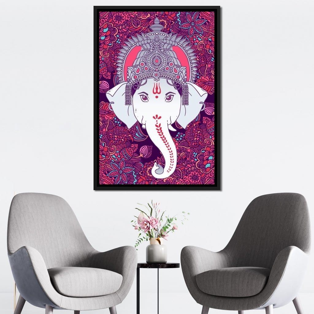 Hindu Lord Ganesha in Pink Canvas Wall Art