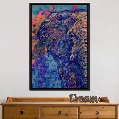 Blue Elephant Canvas Wall Art