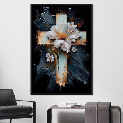 Floral Cross 02 Canvas Wall Art
