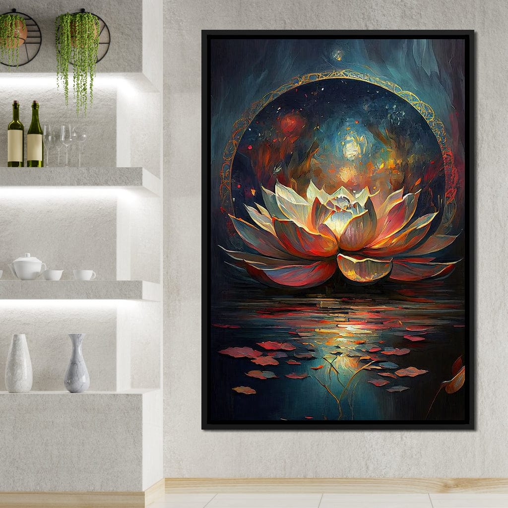 Midnight Lotus Flower Canvas Wall Art