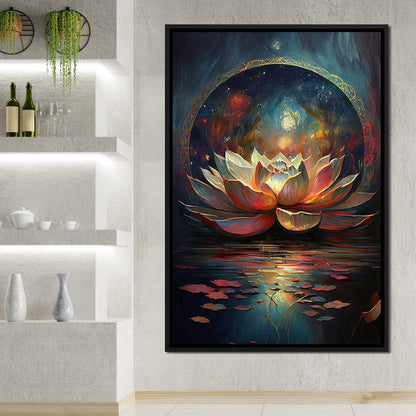 Midnight Lotus Flower Canvas Wall Art