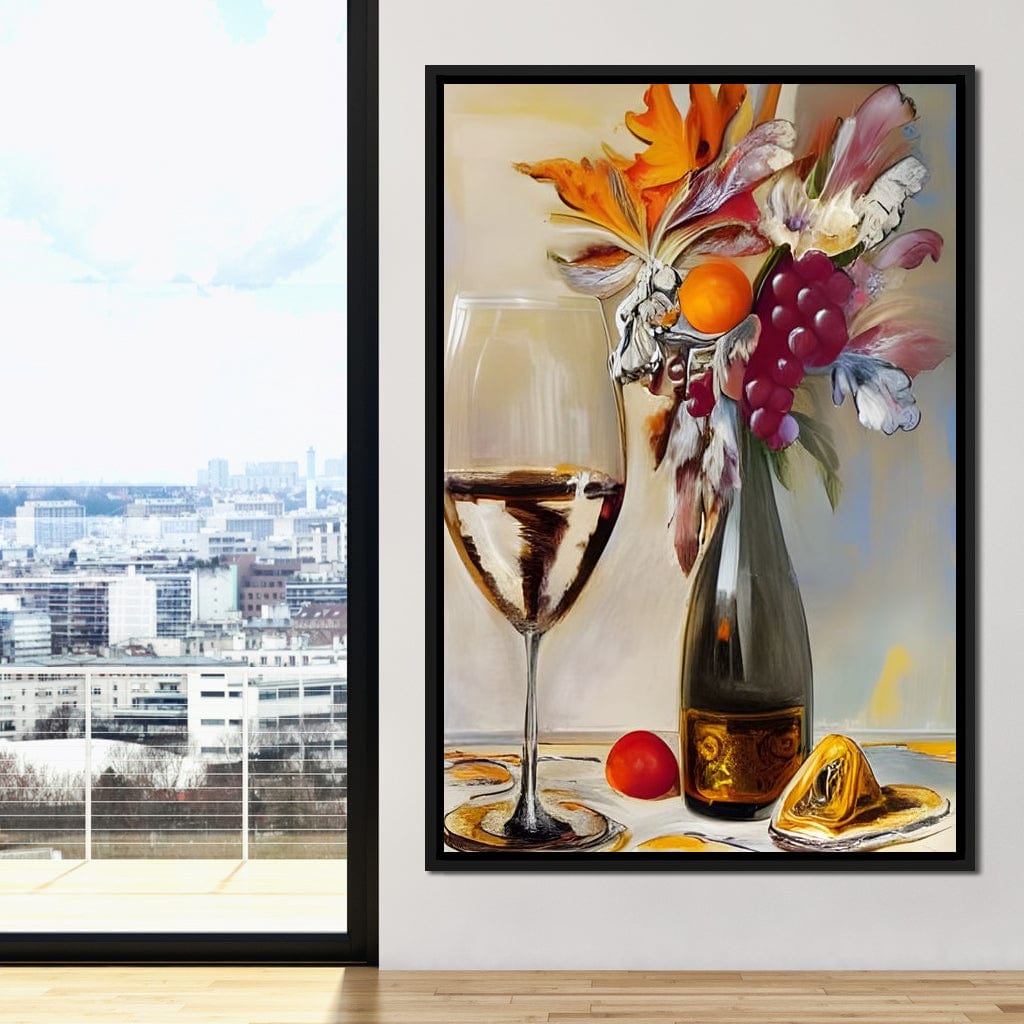 Abstract Wine & Flowers 05 Canvas Wall Art
