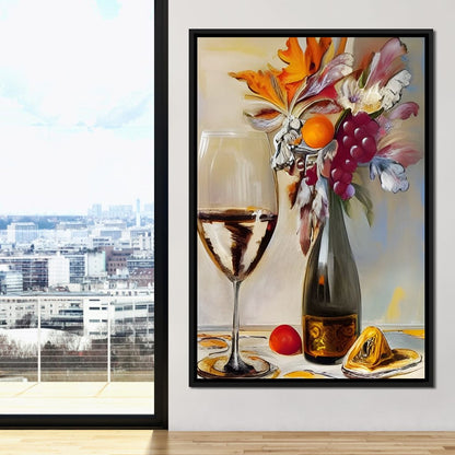 Abstract Wine & Flowers 05 Canvas Wall Art