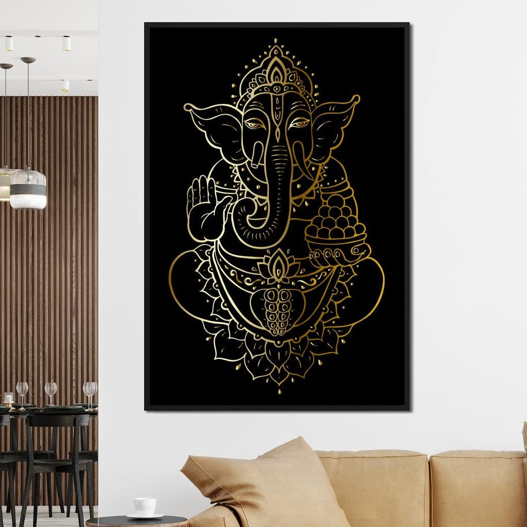 Golden Ganesha Canvas Wall Art