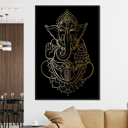 Golden Ganesha Canvas Wall Art
