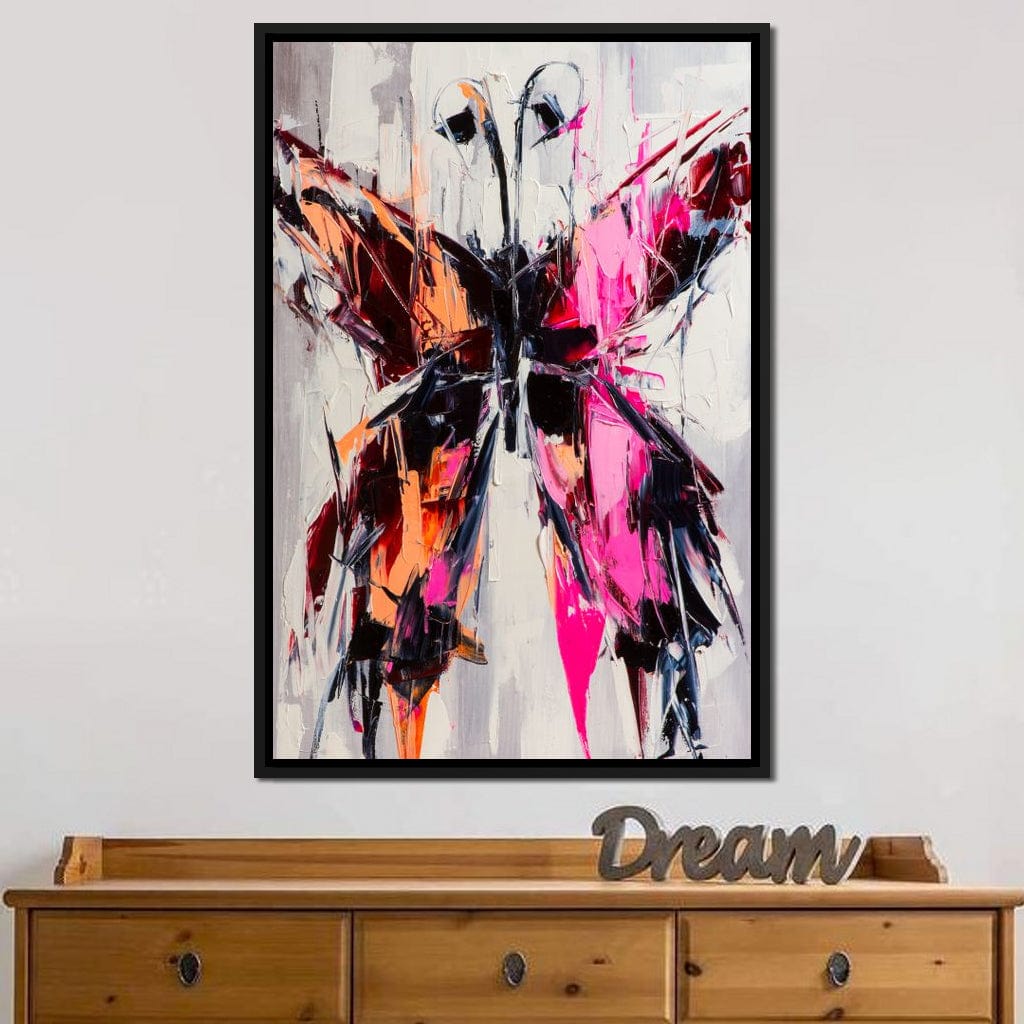 Orange & Pink Butterfly Canvas Wall Art