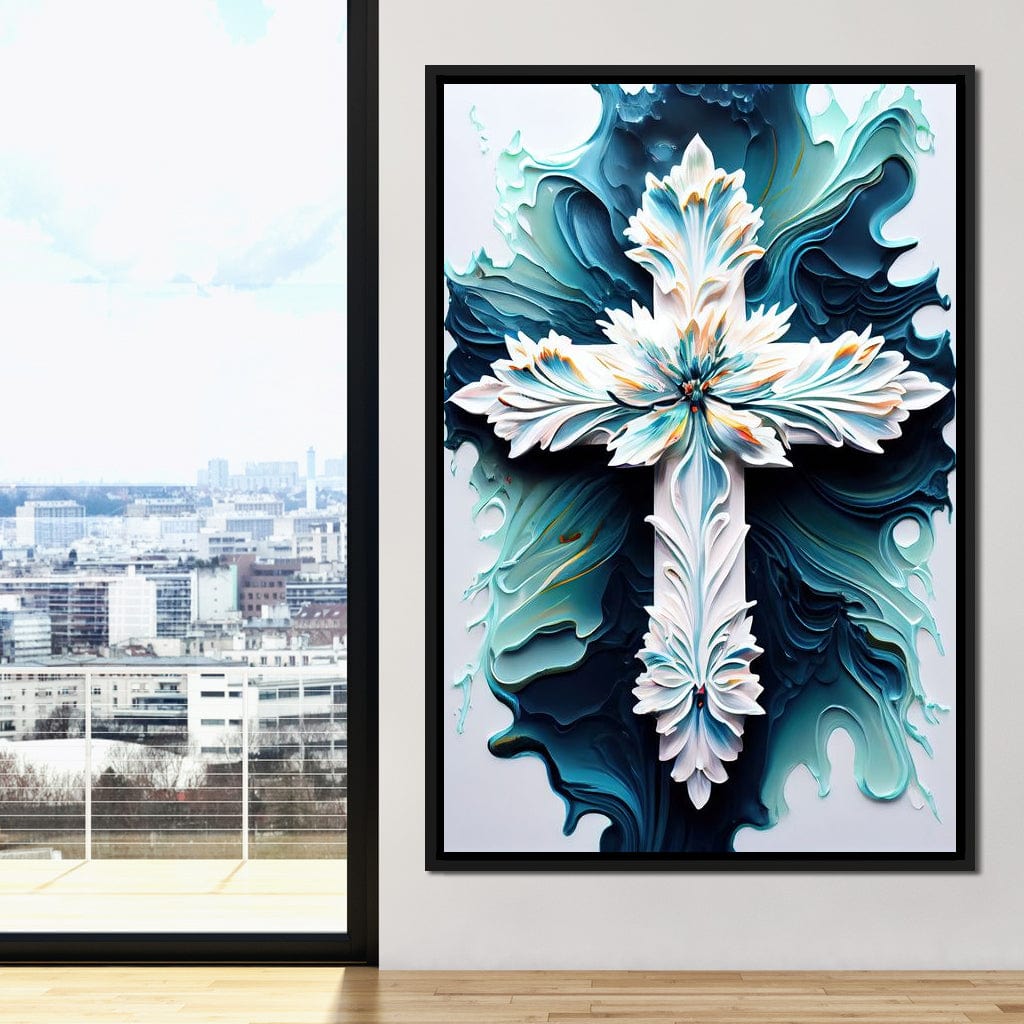 Floral Cross 06 Canvas Wall Art