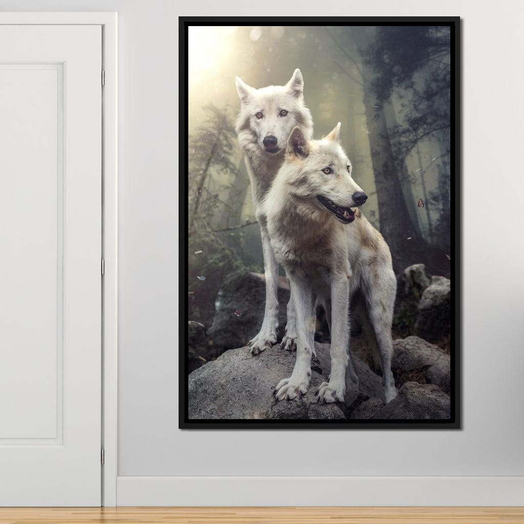 Double Wolves Canvas Wall Art