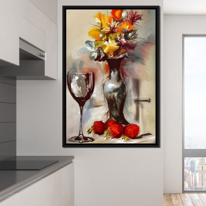 Abstract Wine & Flowers 02 Canvas Wall Art