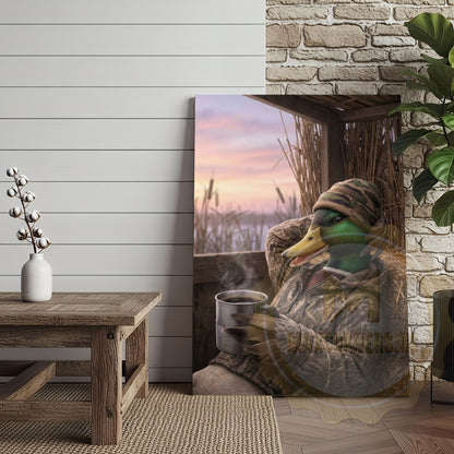Duck Canvas Hunter Cabin Morning Coffee Blind Canvas Wall Art