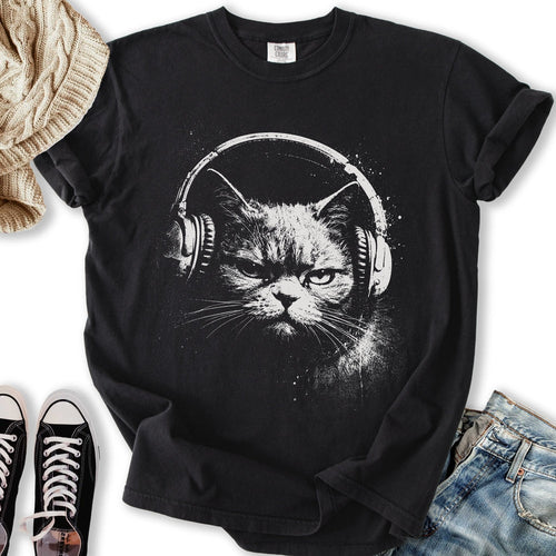 Headphones Cat Relaxed Tee