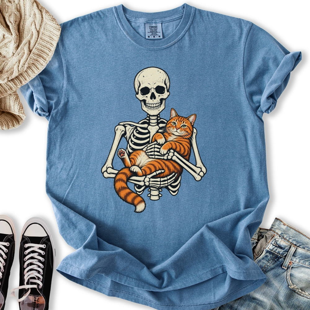 Skeleton Orange Cat Relaxed Tee
