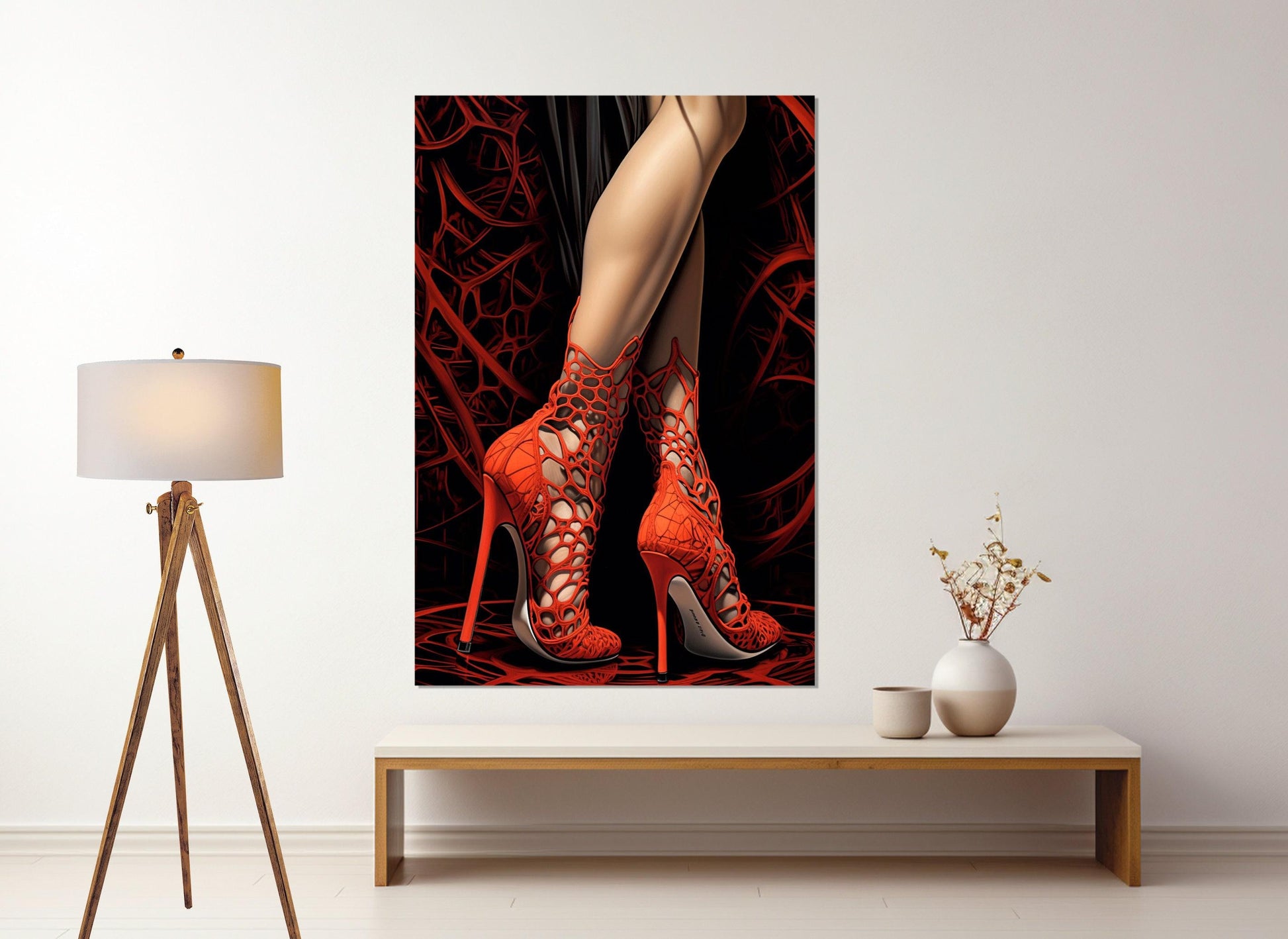 Erotic Wall Art – Sexy Woman Legs Painting on High Heels Canvas Print