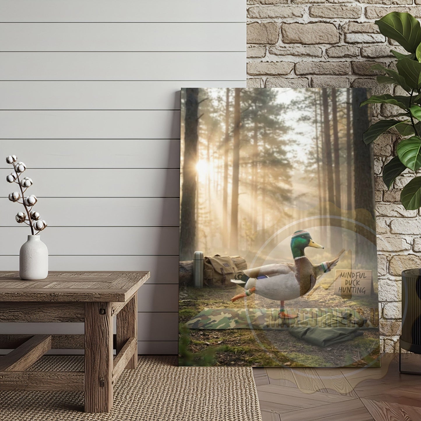 Duck Canvas Mindful Hunting Yoga Forest Meditation Canvas Wall Art
