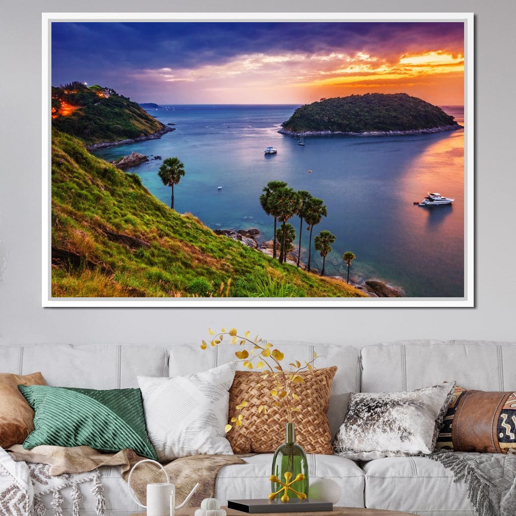 Boats Watching The Sunset Canvas Wall Art